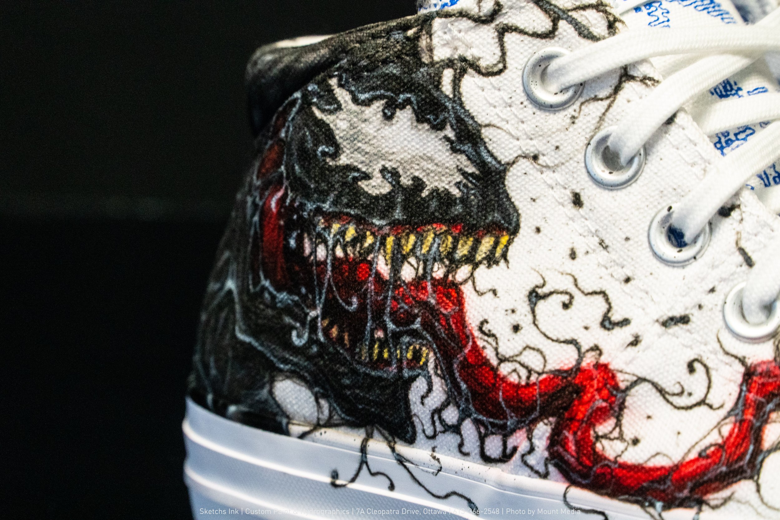 Custom Venom themed Converse Chuck Taylors Sketchs Ink